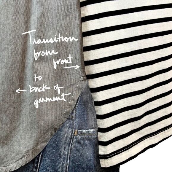 ANTHROPOLOGIE POSTCODE STRIPED LONG SLEEVE BOATNECK TOP POPLIN JERSEY SIZE XS - Picture 6 of 8